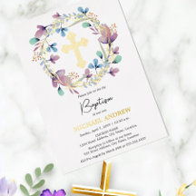 Elegant Gouden Kruis Doop Bloemen