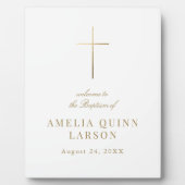 Elegant Gouden Kruis Doop Welkom Fotoplaat (Voorkant)