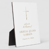 Elegant Gouden Kruis Doop Welkom Fotoplaat (Zijkant)