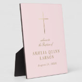 Elegant Gouden Kruis Doop Welkom Fotoplaat (Zijkant)