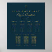 Elegant Gouden Kruis Dopen Zitkaart Poster (Voorkant)