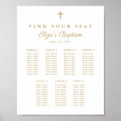 Elegant Gouden Kruis Dopen Zitkaart Poster (Voorkant)