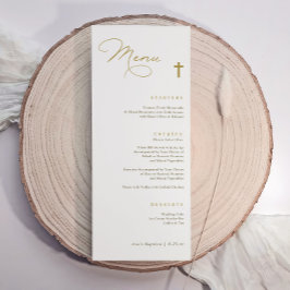 Elegant Gouden Kruis Eenvoudig Modern Doopsel Menu