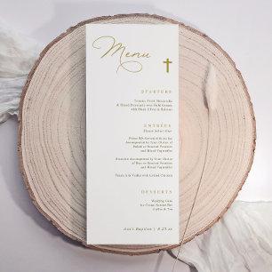 Elegant Gouden Kruis Eenvoudig Modern Doopsel Menu