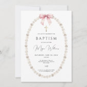 Elegant gouden kruis en kralen meisje Doop Kaart (Voorkant)