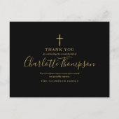 Elegant Gouden Kruis Memorial Begrafenis Dank u ka Feestdagenkaart (Voorkant)