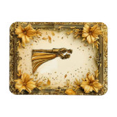 Elegant gouden kunstwerk van romantisch bruidspaar magneet (Horizontaal)