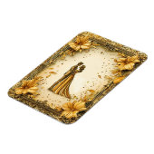 Elegant gouden kunstwerk van romantisch bruidspaar magneet (Linkerzijde)