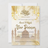 Elegant gouden lantaarn moskee Ramadan Iftar diner Kaart (Voorkant)