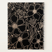 Elegant gouden lijnbloempatroon planner (Achterkant)