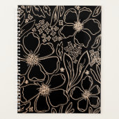 Elegant gouden lijnbloempatroon planner (Voorkant)