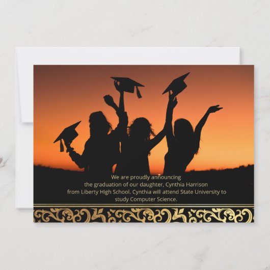 Elegant gouden Lijst Afstuderen Aankondiging (Achterkant)