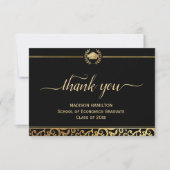 Elegant gouden Lijst Afstuderen dank u kaart (Voorkant)