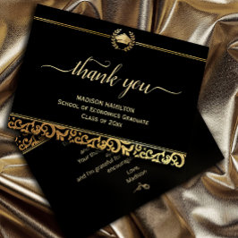 Elegant gouden Lijst Afstuderen dank u kaart