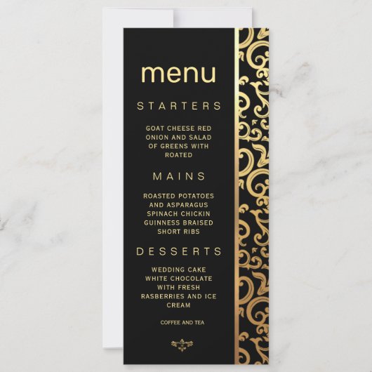 Elegant gouden Lijst bruiloft Menu Kaart (Voorkant)