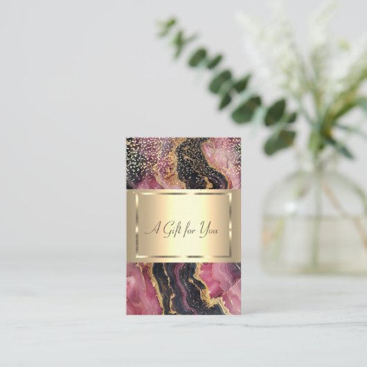 Elegant gouden Lijst, Confetti, Bourgogne Marmer Kortingskaartje (Staand voorkant)