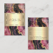 Elegant gouden Lijst, Confetti, Bourgogne Marmer Kortingskaartje (Voorkant / Achterkant)