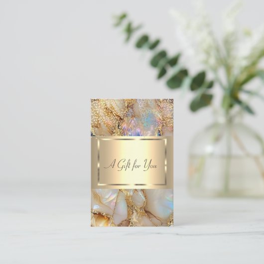 Elegant gouden Lijst, Confetti, kleurrijk marmer Kortingskaartje (Staand voorkant)