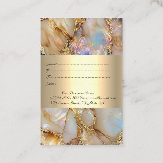 Elegant gouden Lijst, Confetti, kleurrijk marmer Kortingskaartje (Achterkant)