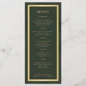 Elegant gouden lijst donkergroen modern bruiloft menu (Voorkant)