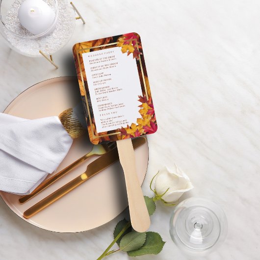 Elegant gouden Lijst en rustiek herfsthuwelijkspro Handwaaier