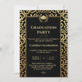 Elegant gouden Lijst Graduation Party Kaart