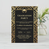 Elegant gouden Lijst Graduation Party Kaart (Staand voorkant)