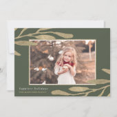 Elegant gouden Lijst met botanische bladeren Foto Feestdagenkaart (Voorkant)