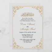 Elegant gouden lijst moslim bruiloft uitnodiging (Voorkant / Achterkant)