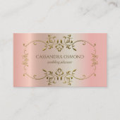 Elegant gouden Lijst op roze metallic Visitekaartje (Voorkant)