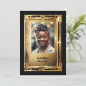 Elegant gouden lijst pensioenfoto afscheidsfeest kaart (Staand voorkant)