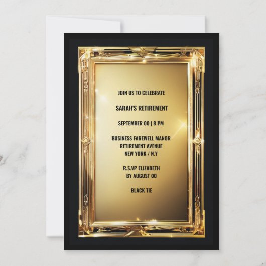 Elegant gouden lijst pensioenfoto afscheidsfeest kaart (Achterkant)