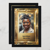 Elegant gouden lijst pensioenfoto afscheidsfeest kaart (Voorkant / Achterkant)