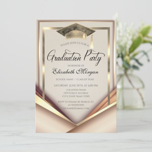 Elegant gouden Lijst Pet Afstuderen Kaart (Staand voorkant)