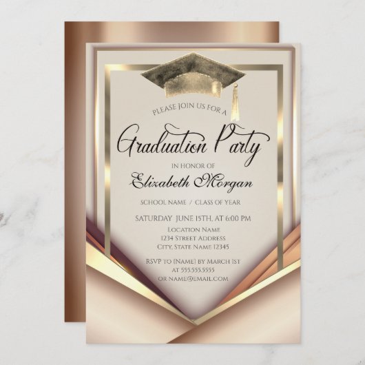 Elegant gouden Lijst Pet Afstuderen Kaart (Voorkant / Achterkant)