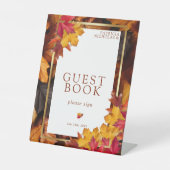 Elegant gouden Lijst & rustiek herfstgastenboek Reclamebord Met Voetstuk (Voorkant)