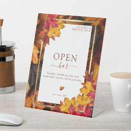 Elegant gouden Lijst & rustieke herfstcharme Open Reclamebord Met Voetstuk