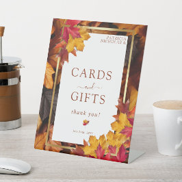 Elegant gouden Lijst & rustieke herfstgeschenken & Reclamebord Met Voetstuk