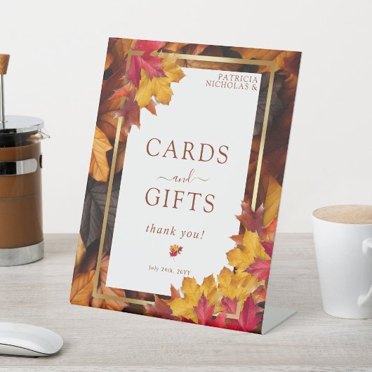Elegant gouden Lijst & rustieke herfstgeschenken & Reclamebord Met Voetstuk