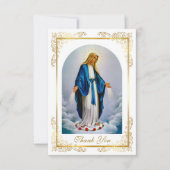 Elegant gouden Lijst Virgin Mary Rozen begrafenis Bedankkaart (Voorkant)