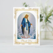 Elegant gouden Lijst Virgin Mary Rozen begrafenis Bedankkaart (Staand voorkant)