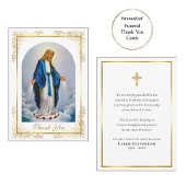 Elegant gouden Lijst Virgin Mary Rozen begrafenis Bedankkaart