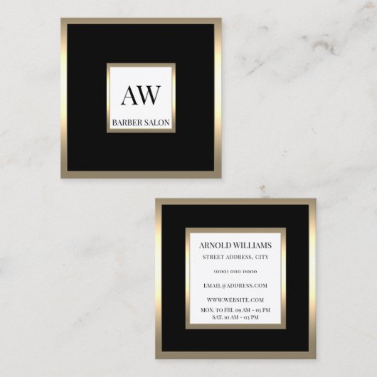 Elegant gouden lijst zwart visitekaartje (Voorkant / Achterkant)