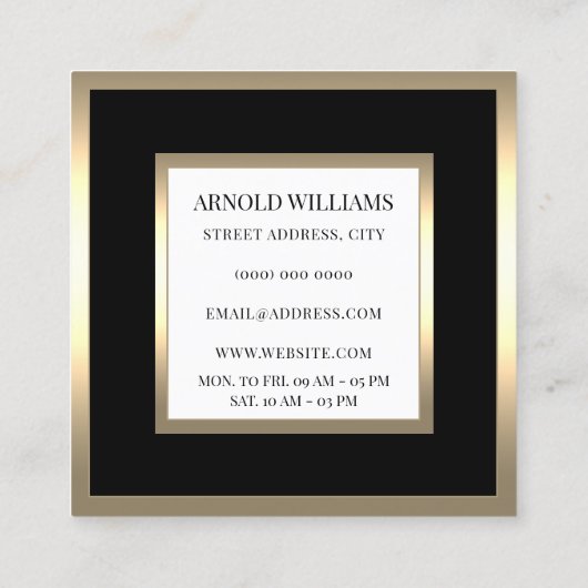 Elegant gouden lijst zwart visitekaartje (Achterkant)