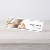 Elegant Gouden Lint Abstracte Aangepaste Bureaubla Bureau Naambordje (Voorkant)