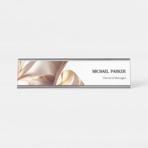 Elegant Gouden Lint Abstracte Aangepaste Bureaubla Bureau Naambordje