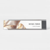 Elegant Gouden Lint Abstracte Aangepaste Bureaubla Bureau Naambordje (Voorkant)
