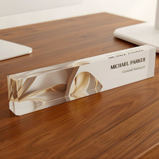 Elegant Gouden Lint Abstracte Aangepaste Kantoor B Naambordje