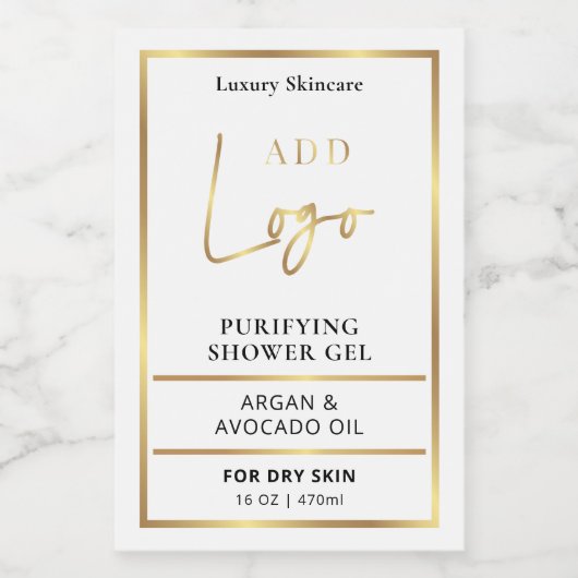 Elegant gouden Logo 8 tot 16 oz cosmetische fleset Voedselcontainer Etiket (Enkel label)