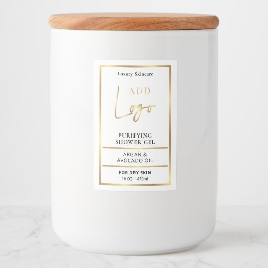 Elegant gouden Logo 8 tot 16 oz cosmetische fleset Voedselcontainer Etiket (Voorkant)